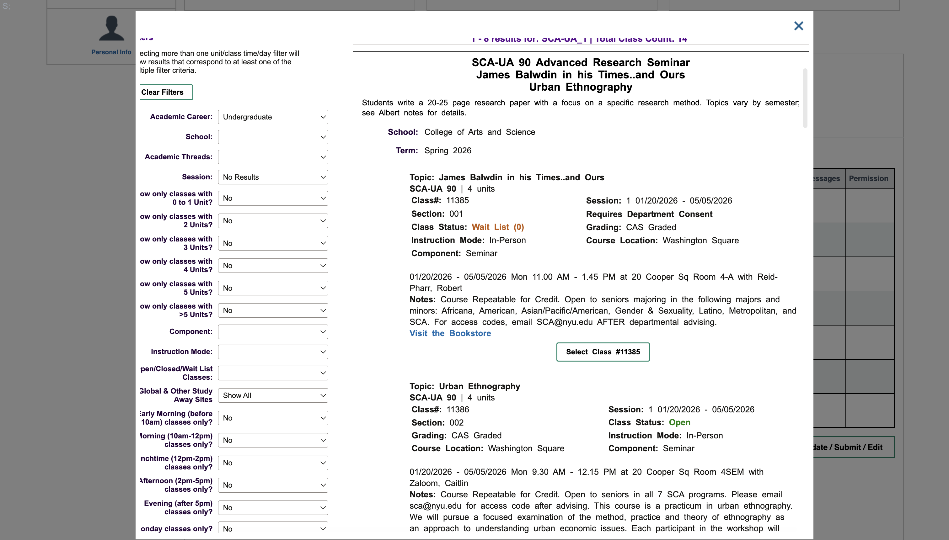Albert current UI – course detail view